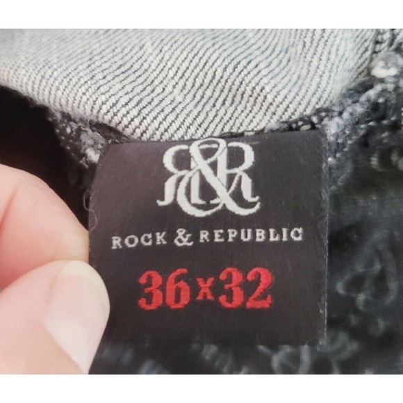 Rock & Republic Devious Straight Leg Jeans Mens Size 36x32 Dark Wash Denim - Picture 8 of 9